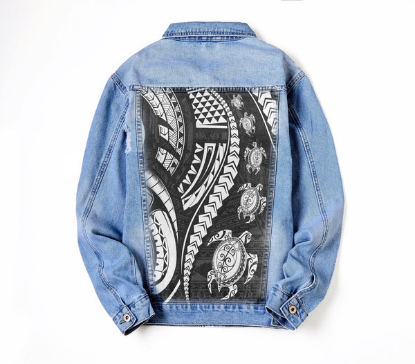 Seal Of American Samoa Denim Jacket Turtle Style