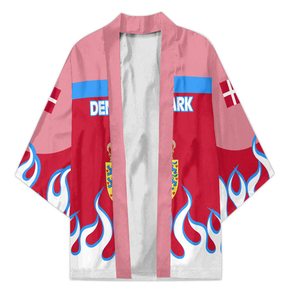 Denmark Kimono Flag & Coat Of Arms Fire Hockey Style