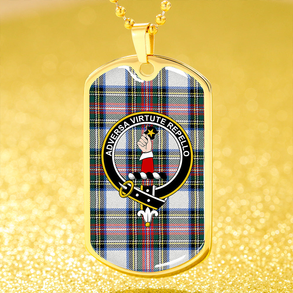 Dennistoun Clan Badge Classic Tartan Dog Tag Necklace