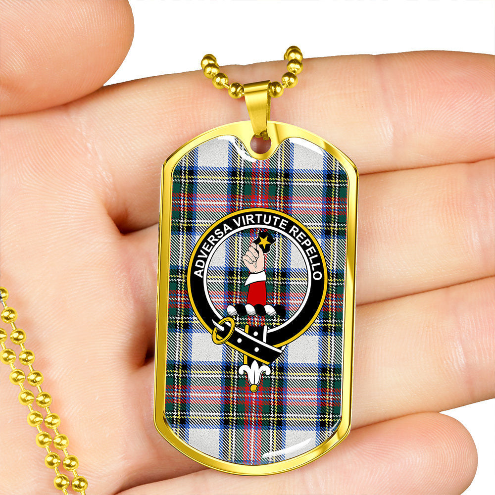 Dennistoun Clan Badge Classic Tartan Dog Tag Necklace