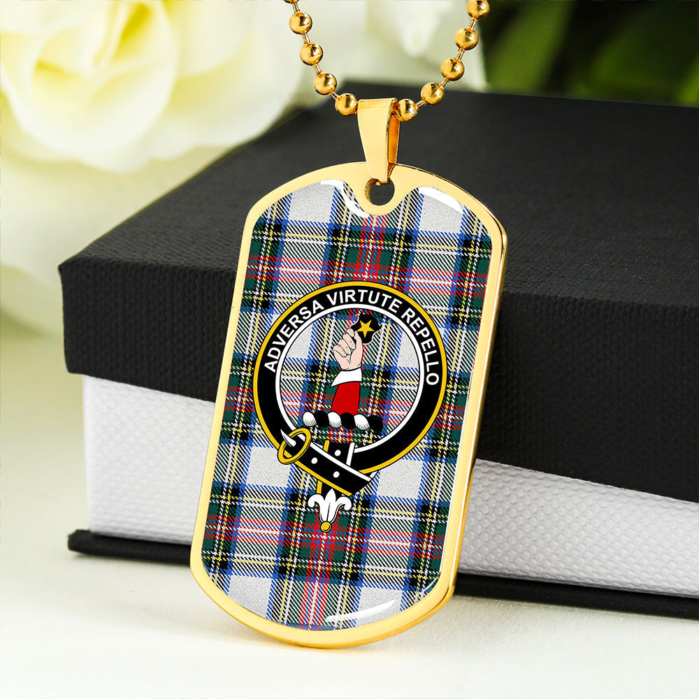 Dennistoun Clan Badge Classic Tartan Dog Tag Necklace