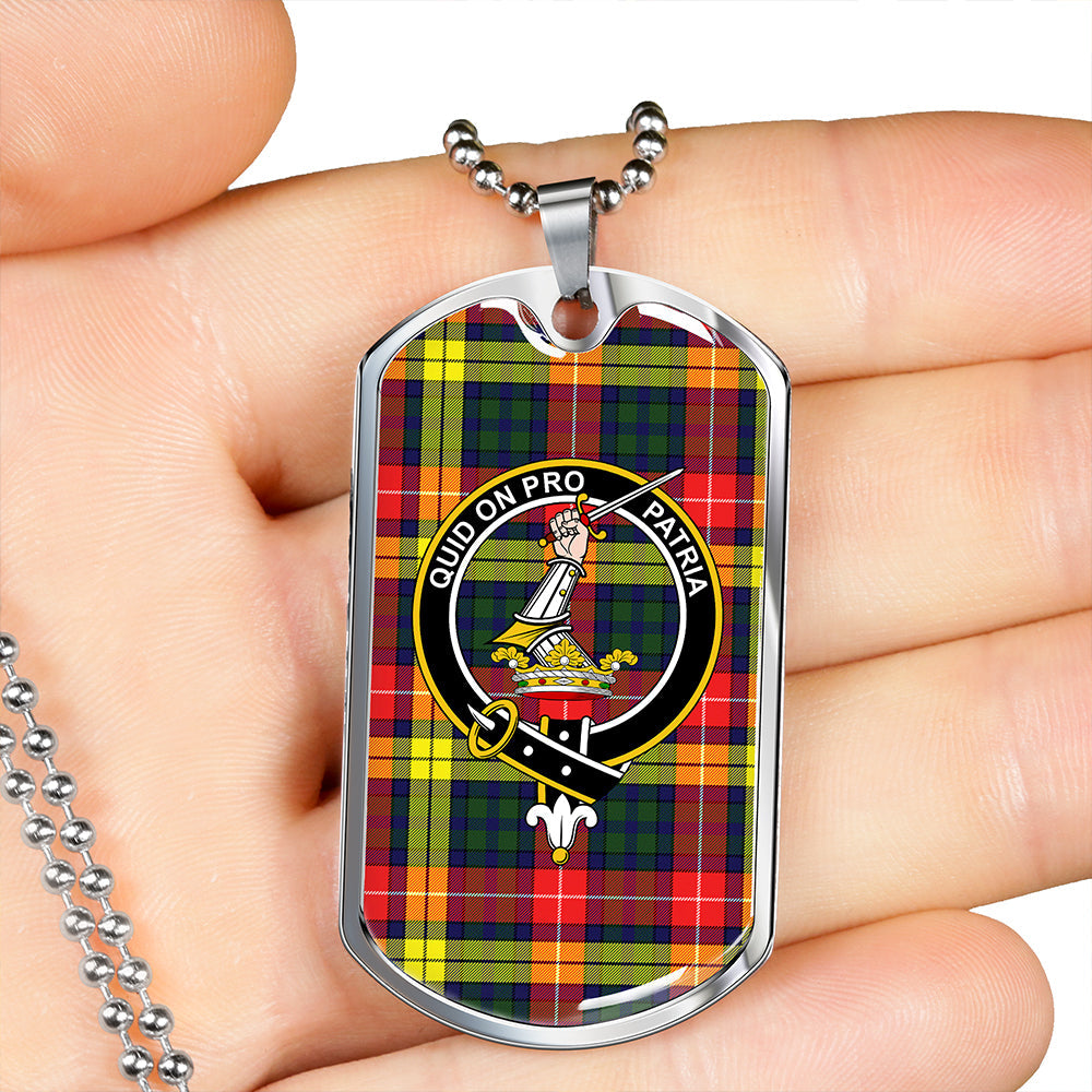 Dewar Clan Badge Classic Tartan Dog Tag Necklace