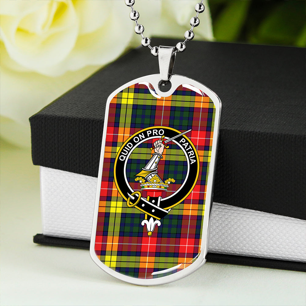 Dewar Clan Badge Classic Tartan Dog Tag Necklace