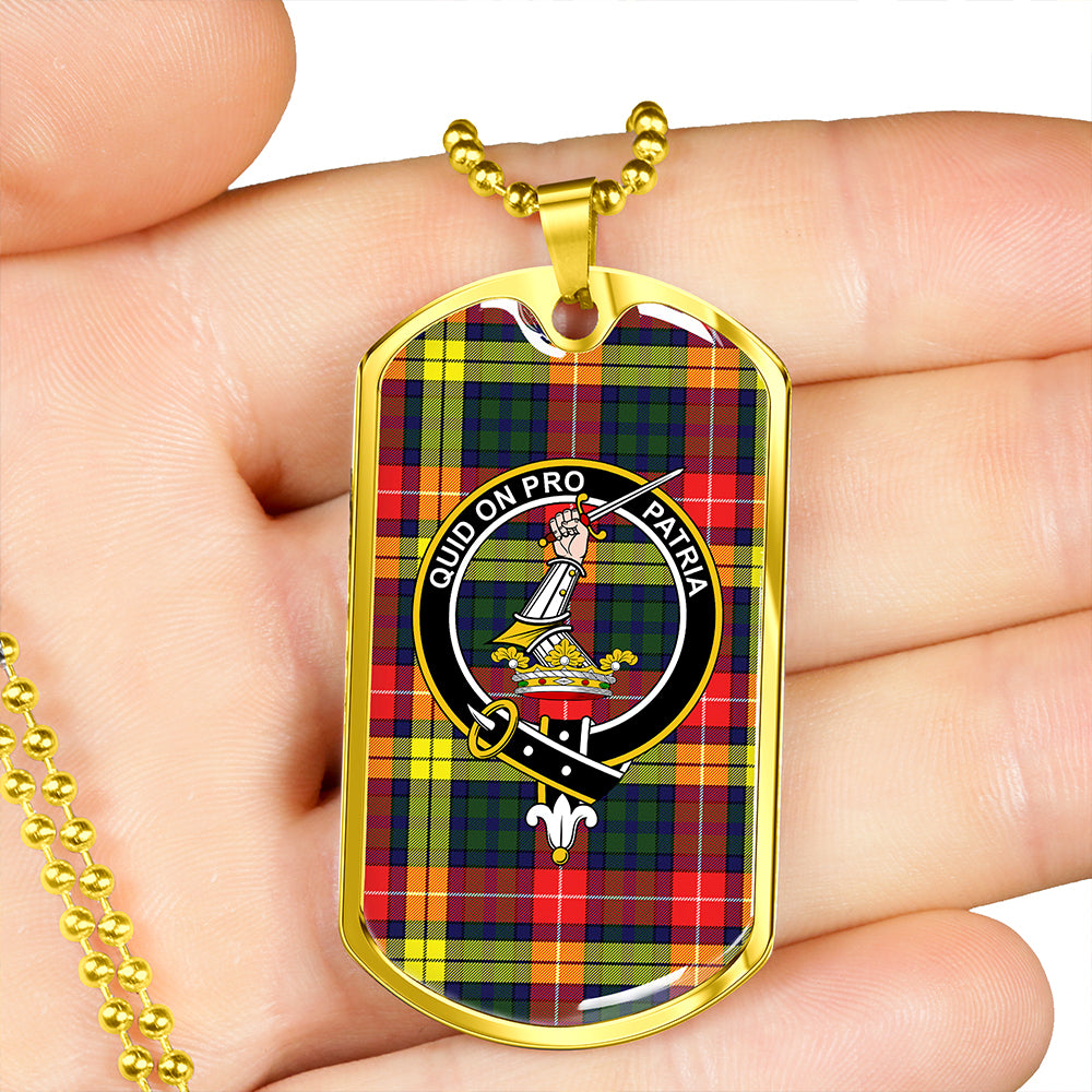 Dewar Clan Badge Classic Tartan Dog Tag Necklace