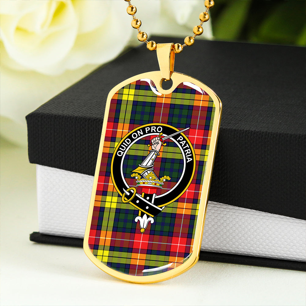 Dewar Clan Badge Classic Tartan Dog Tag Necklace
