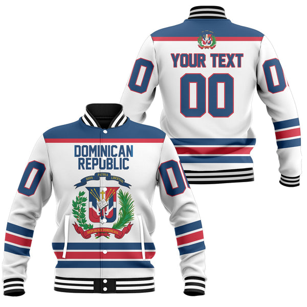 Dominican Republic Baseball Jacket Flag & Coat Of Arms Hockey Style