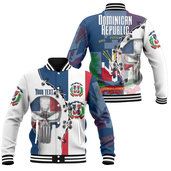 Dominican Republic Baseball Jacket Flag & Coat Of Arms Skull Style