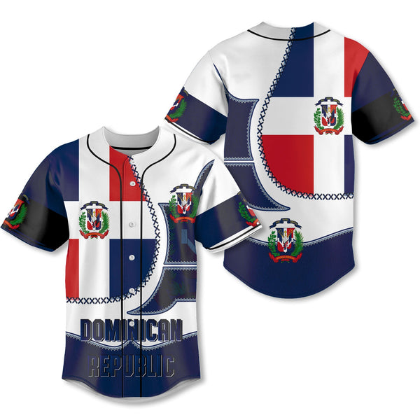 Dominican Republic Baseball Jersey Flag & Coat Of Arms Leather Style