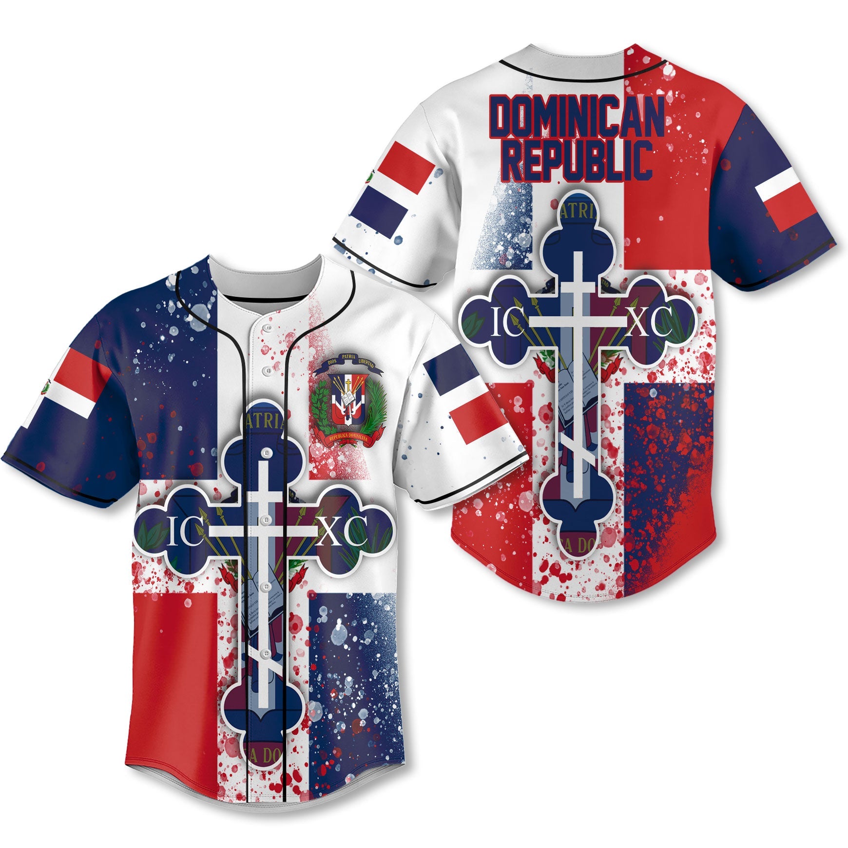 Dominican Republic Baseball Jersey Flag & Coat Of Arms Orthodox Style