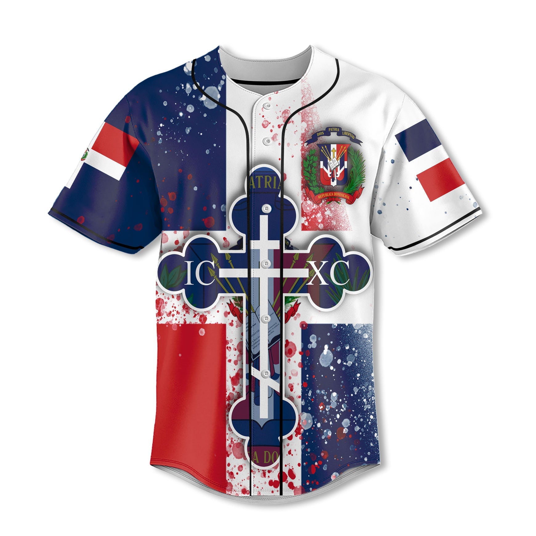 Dominican Republic Baseball Jersey Flag & Coat Of Arms Orthodox Style