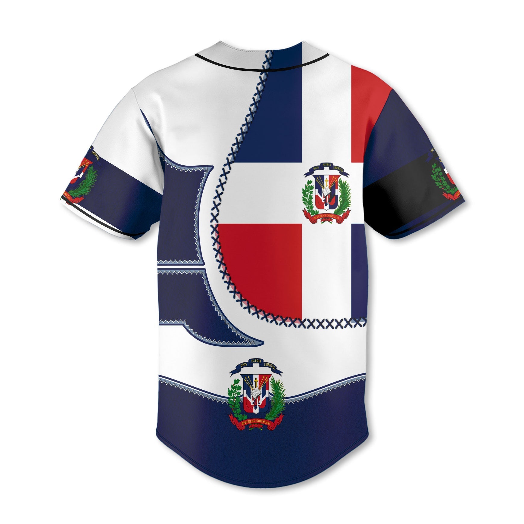 Dominican Republic Baseball Jersey Flag & Coat Of Arms Leather Style