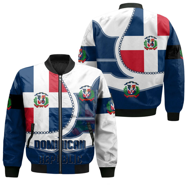 Dominican Republic Bomber Jacket Flag & Coat Of Arms Leather Style