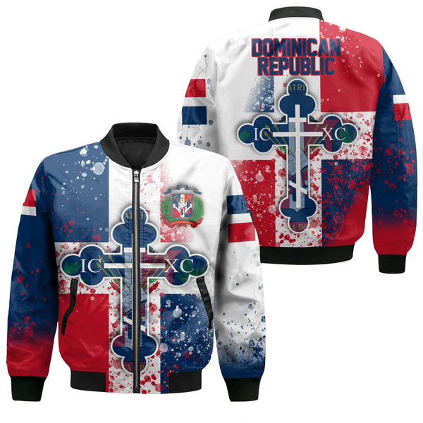 Dominican Republic Bomber Jacket Flag & Coat Of Arms Orthodox Style