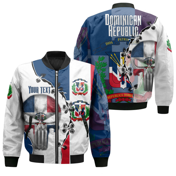 Dominican Republic Bomber Jacket Flag & Coat Of Arms Skull Style