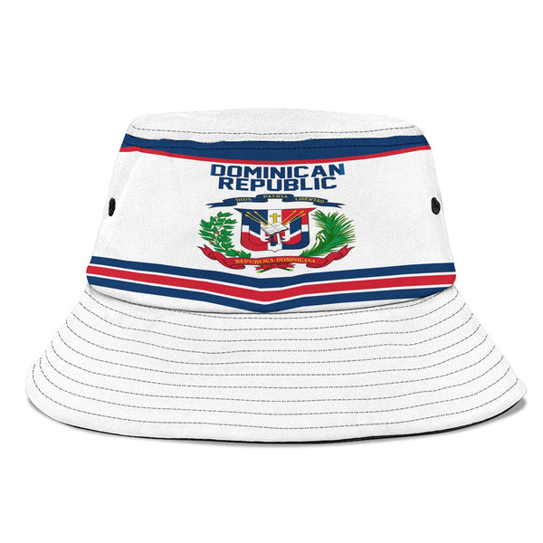 Dominican Republic Bucket Hat Flag & Coat Of Arms Hockey Style