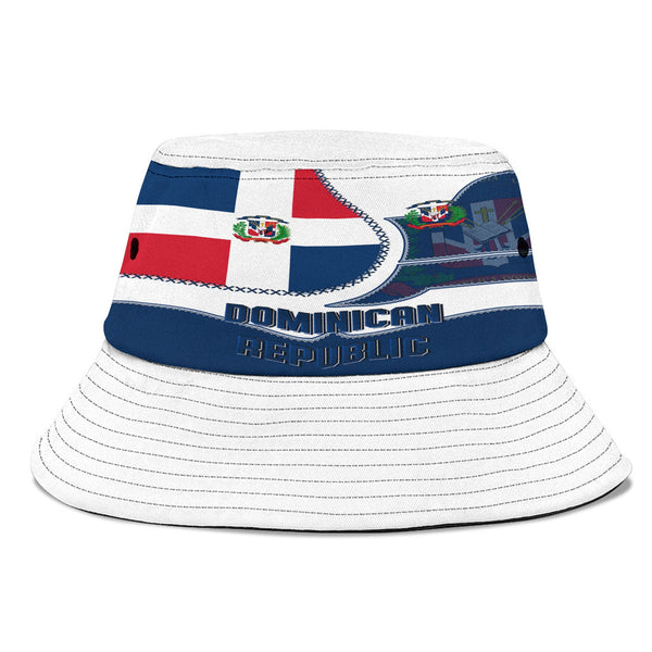 Dominican Republic Bucket Hat Flag & Coat Of Arms Leather Style