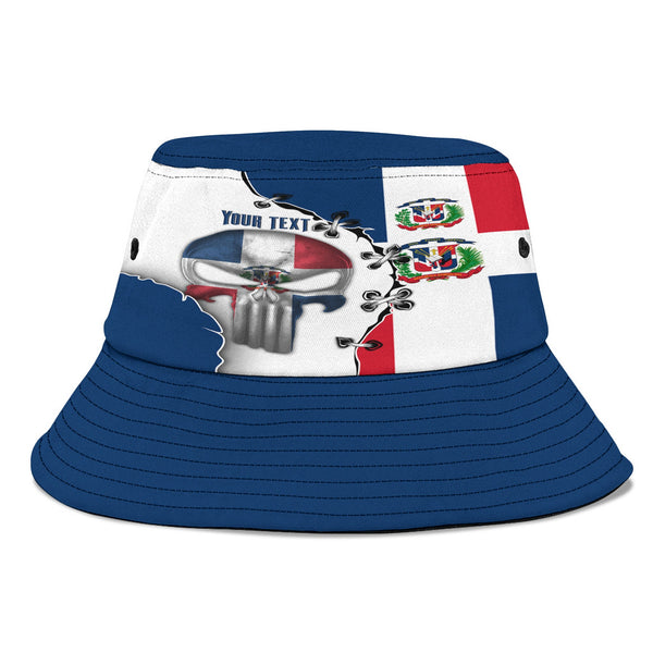 Dominican Republic Bucket Hat Flag & Coat Of Arms Skull Style