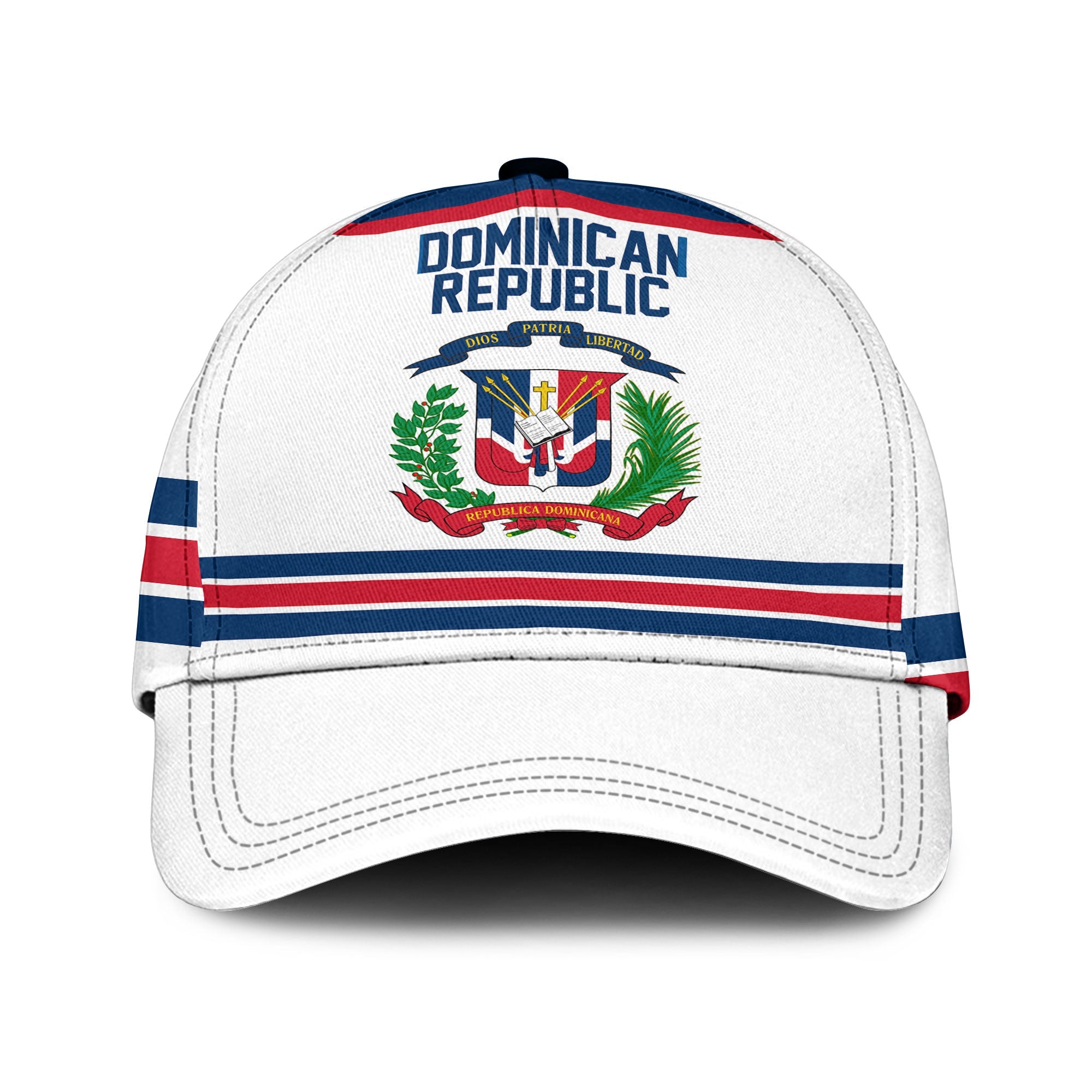 Dominican Republic Classic Cap Flag & Coat Of Arms Hockey Style