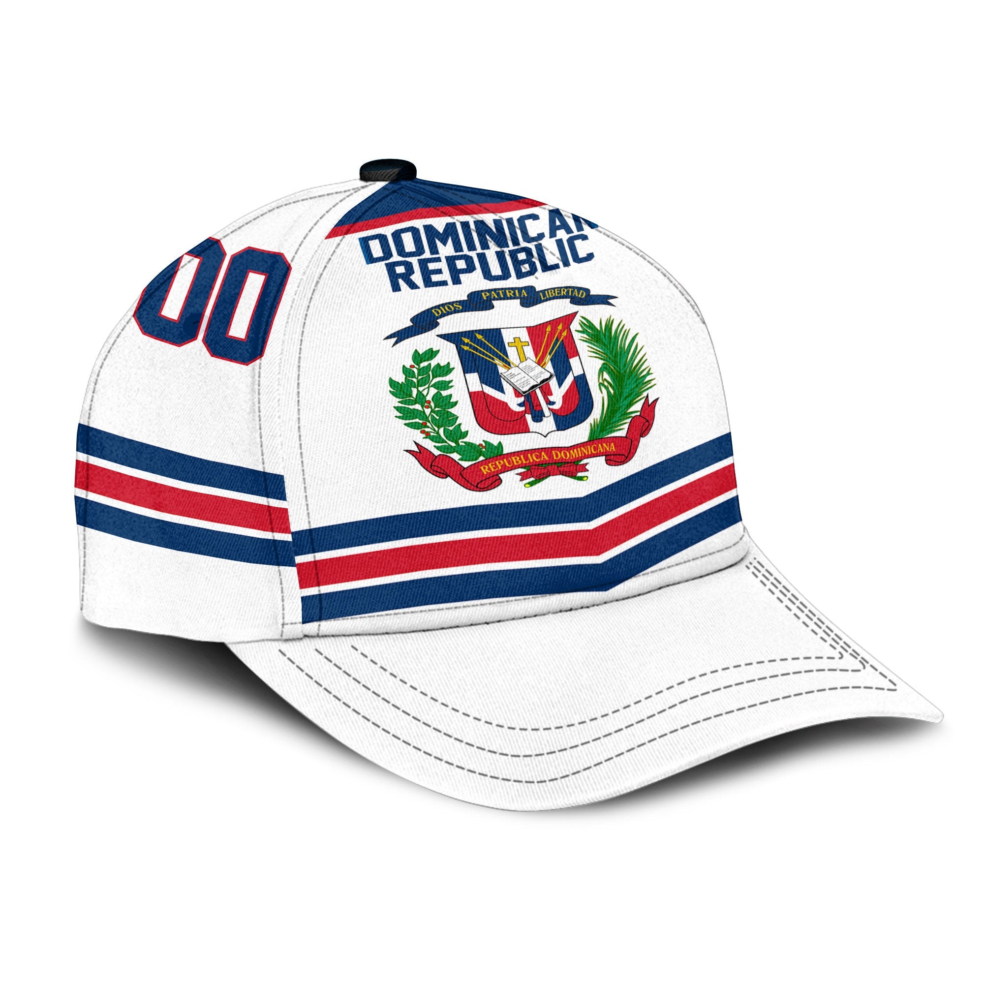 Dominican Republic Classic Cap Flag & Coat Of Arms Hockey Style