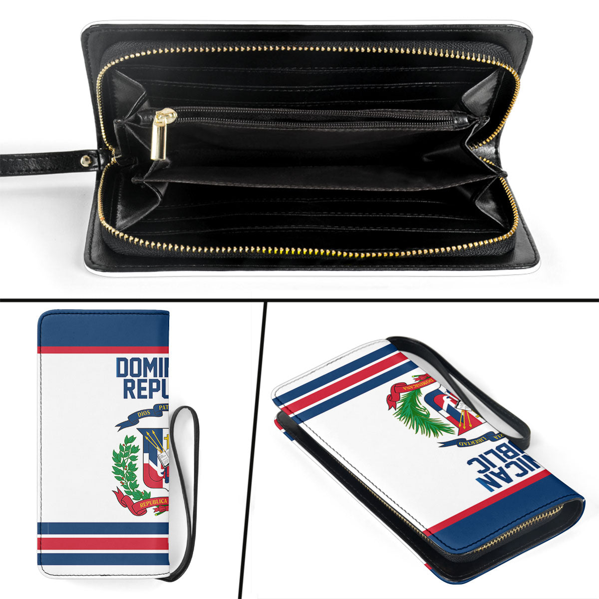 Dominican Republic Clutch Purse Flag & Coat Of Arms Hockey Style