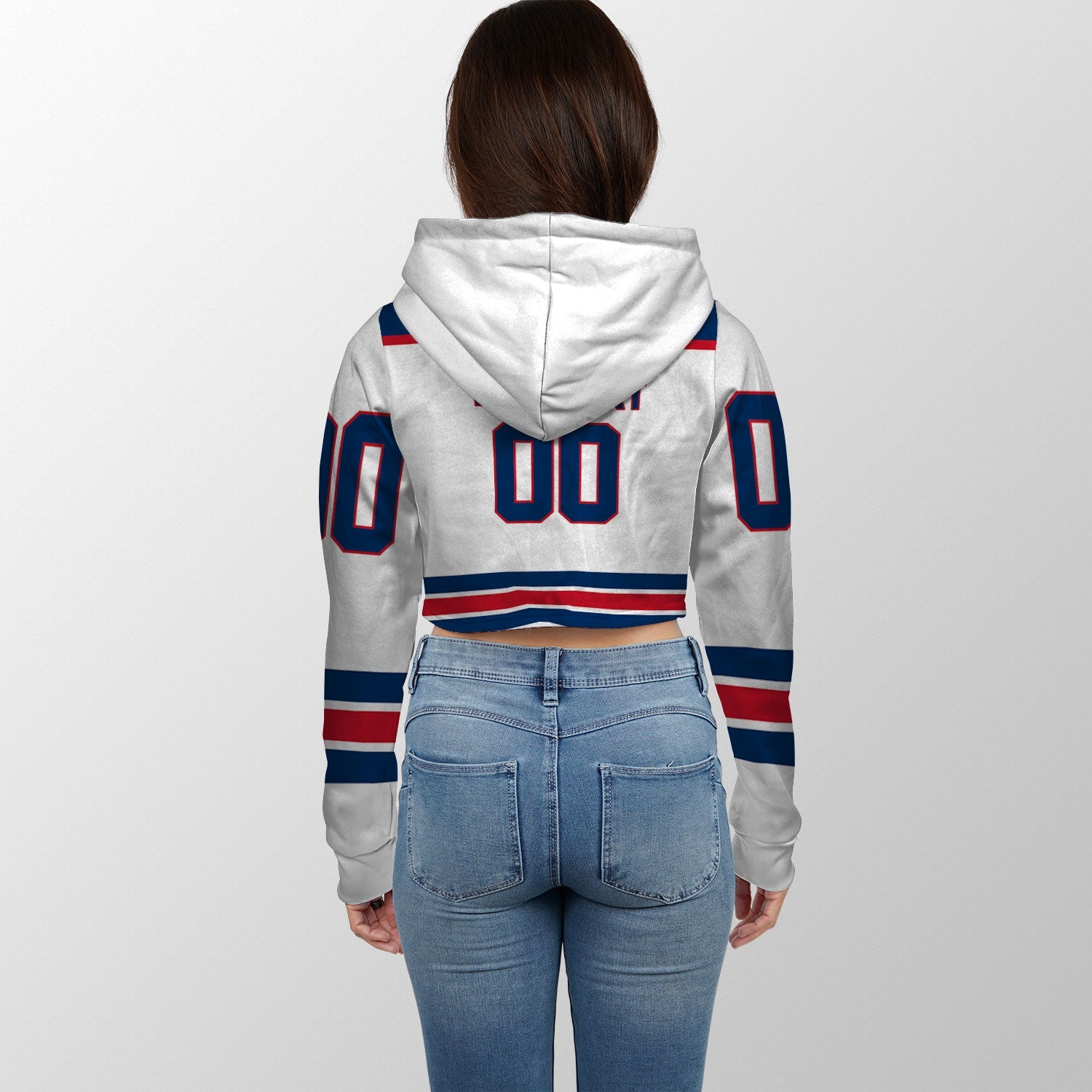 Dominican Republic Crop Hoodie Flag & Coat Of Arms Hockey Style