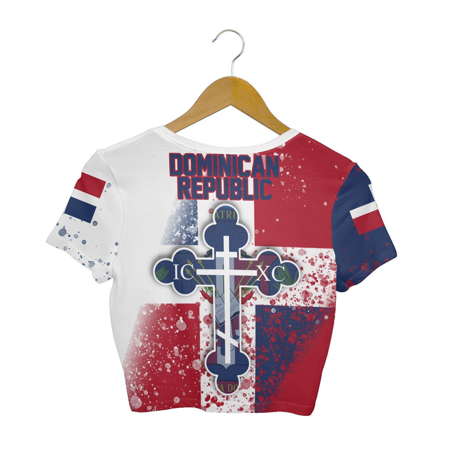 Dominican Republic Crop Top T Shirt Flag & Coat Of Arms Orthodox Style