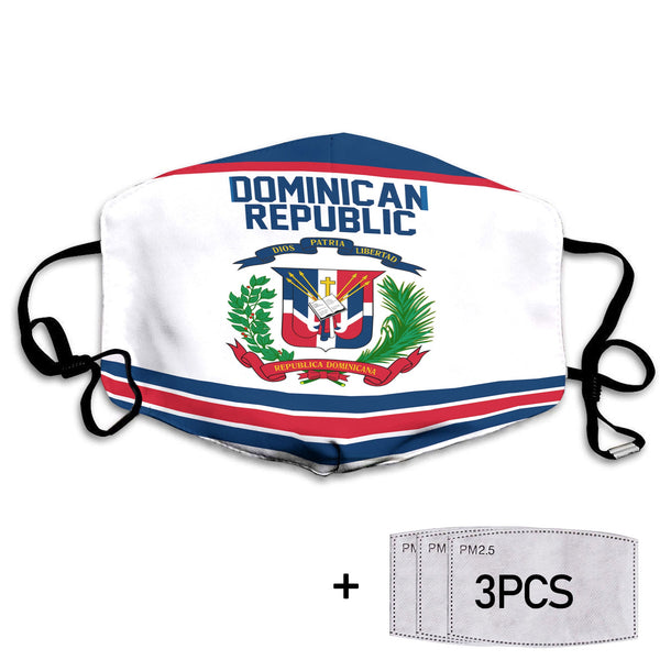 Dominican Republic Face Mask Flag & Coat Of Arms Hockey Style