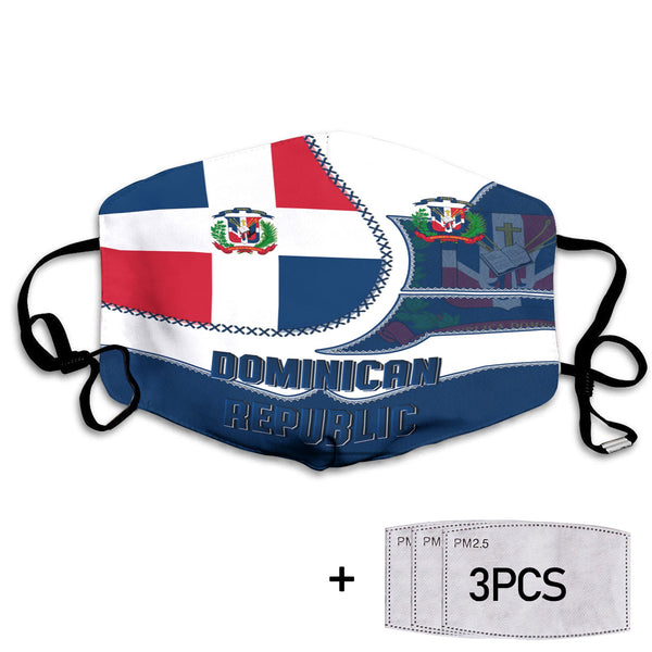 Dominican Republic Face Mask Flag & Coat Of Arms Leather Style