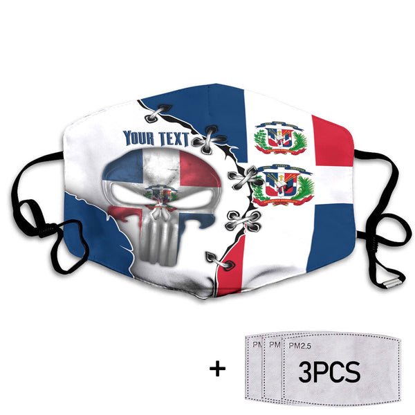 Dominican Republic Face Mask Flag & Coat Of Arms Skull Style