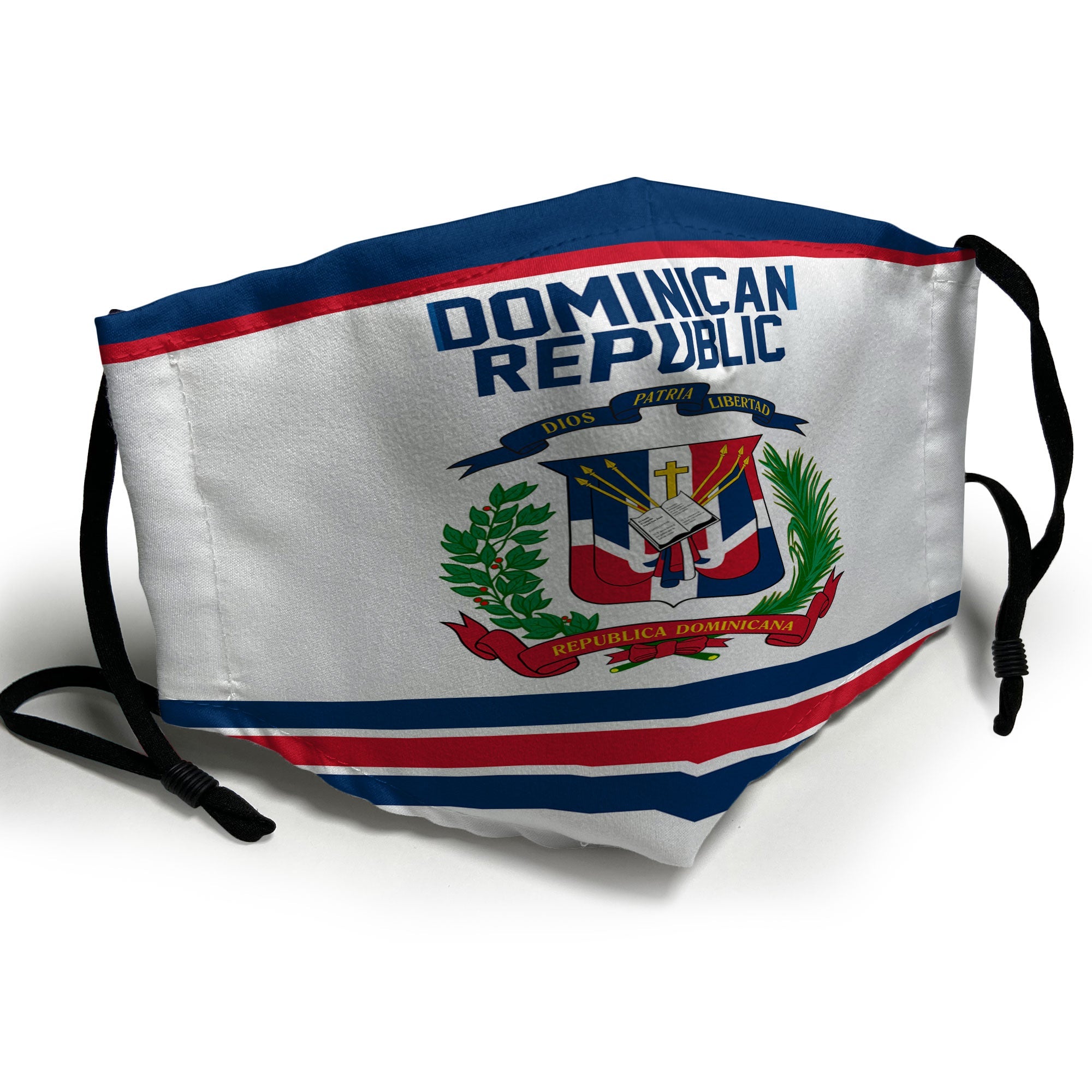 Dominican Republic Face Mask Flag & Coat Of Arms Hockey Style