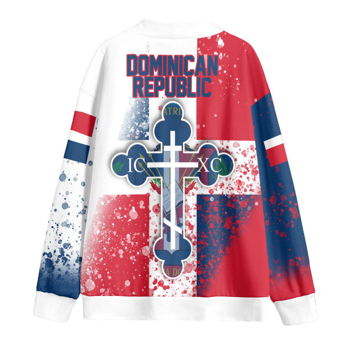 Dominican Republic Fleece Cardigan Flag & Coat Of Arms Orthodox Style