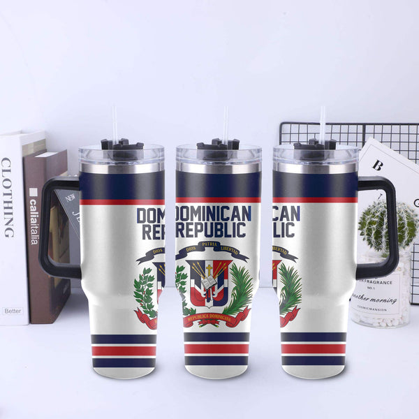 Dominican Republic Handle Tumbler Flag & Coat Of Arms Hockey Style