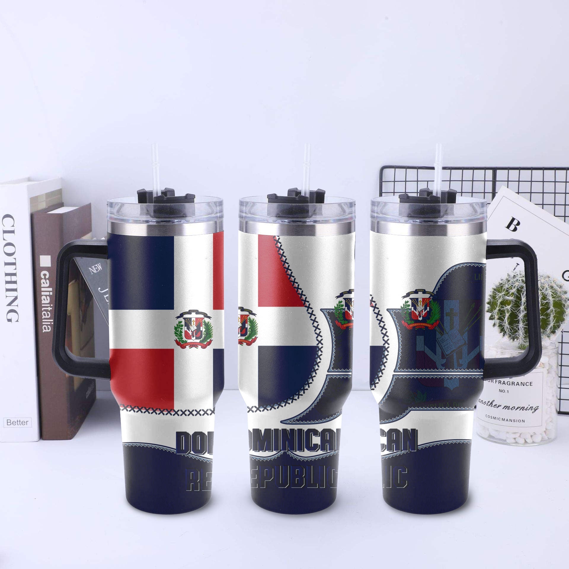 Dominican Republic Handle Tumbler Flag & Coat Of Arms Leather Style