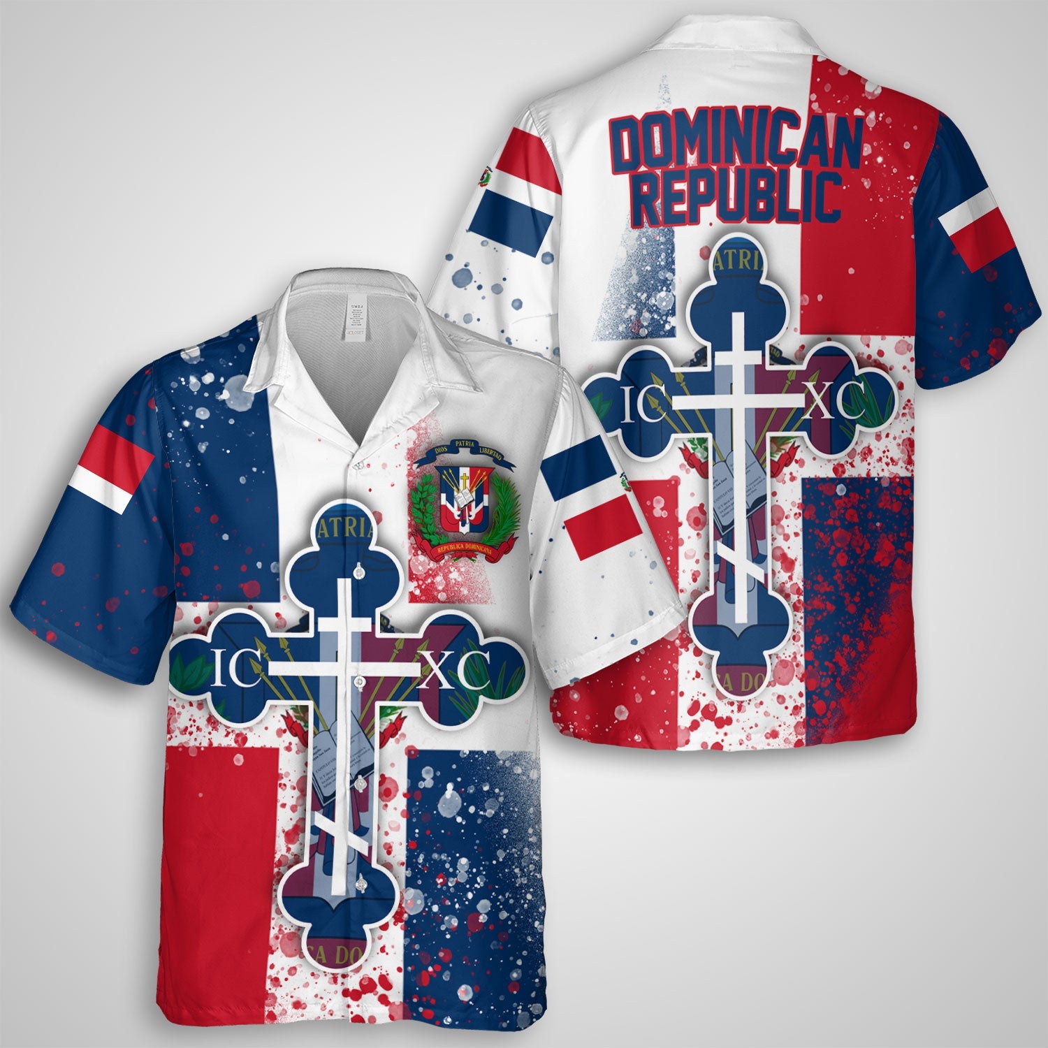 Dominican Republic Hawaiian Shirt Flag & Coat Of Arms Orthodox Style