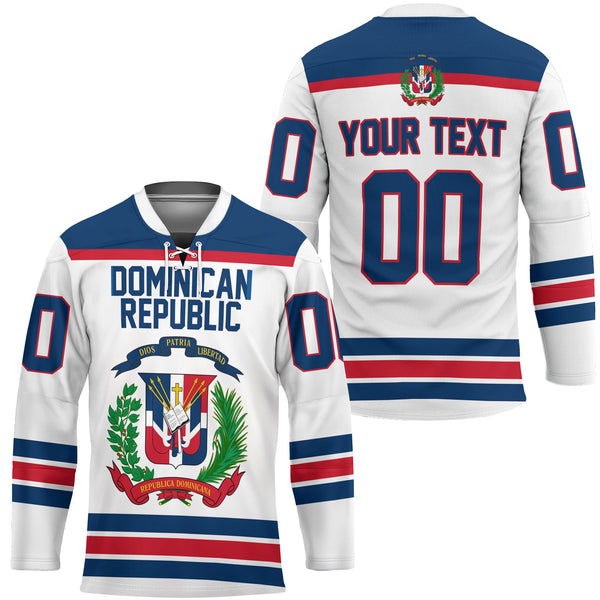 Dominican Republic Hockey Jersey Flag & Coat Of Arms Hockey Style