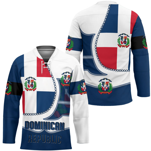 Dominican Republic Hockey Jersey Flag & Coat Of Arms Leather Style