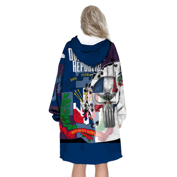 Dominican Republic Snug Hoodie Flag & Coat Of Arms Skull Style