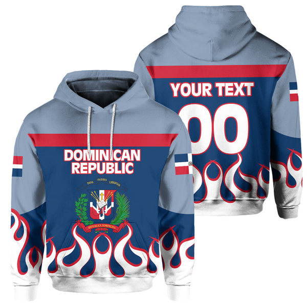 Dominican Republic Hoodie Flag & Coat Of Arms Fire Hockey Style