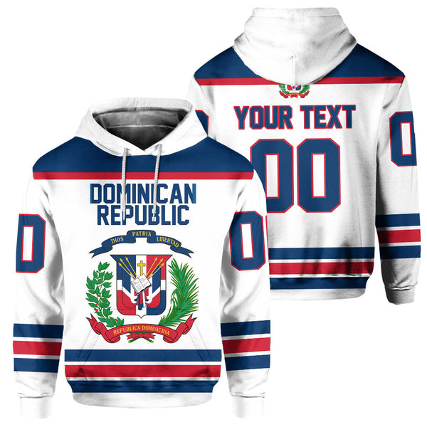 Dominican Republic Hoodie Flag & Coat Of Arms Hockey Style