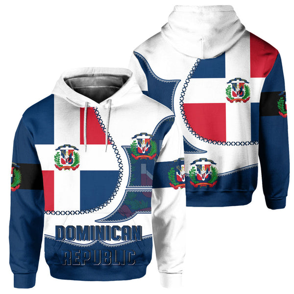 Dominican Republic Hoodie Flag & Coat Of Arms Leather Style