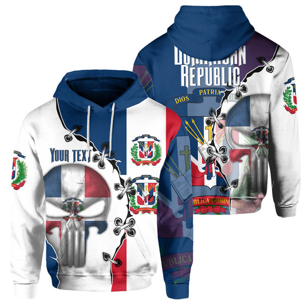 Dominican Republic Hoodie Flag & Coat Of Arms Skull Style