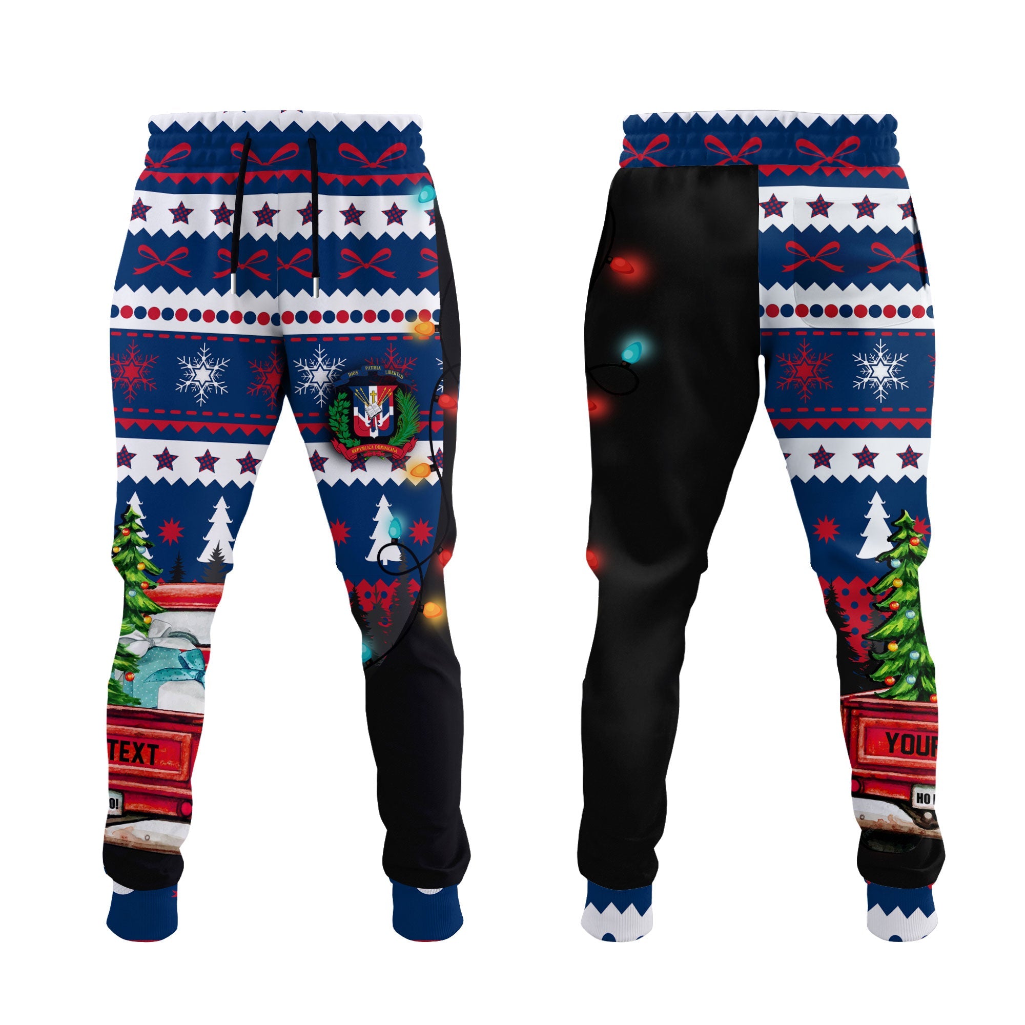 Dominican Republic Jogger Pant Coat Of Arms Christmas Style