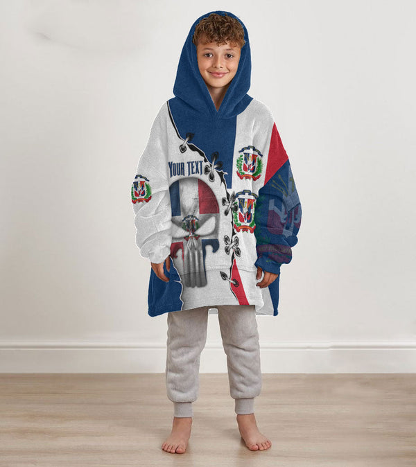 Dominican Republic Kid Snug Hoodie Flag & Coat Of Arms Skull Style