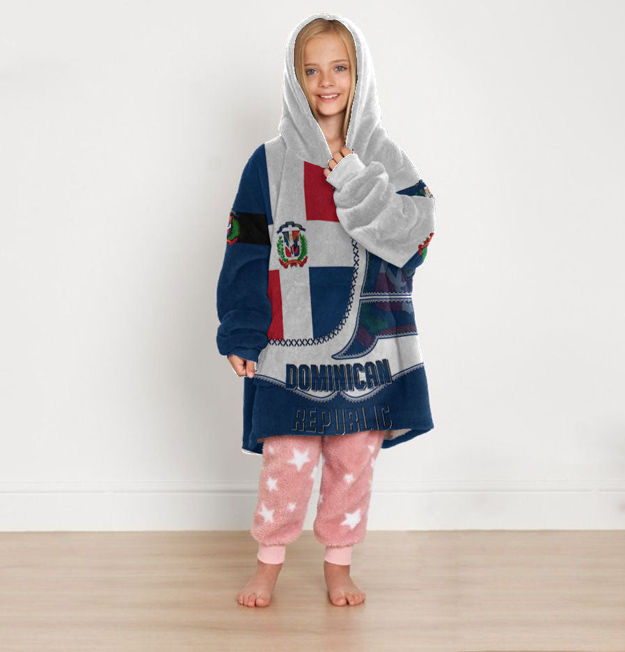 Dominican Republic Kid Snug Hoodie Flag & Coat Of Arms Leather Style