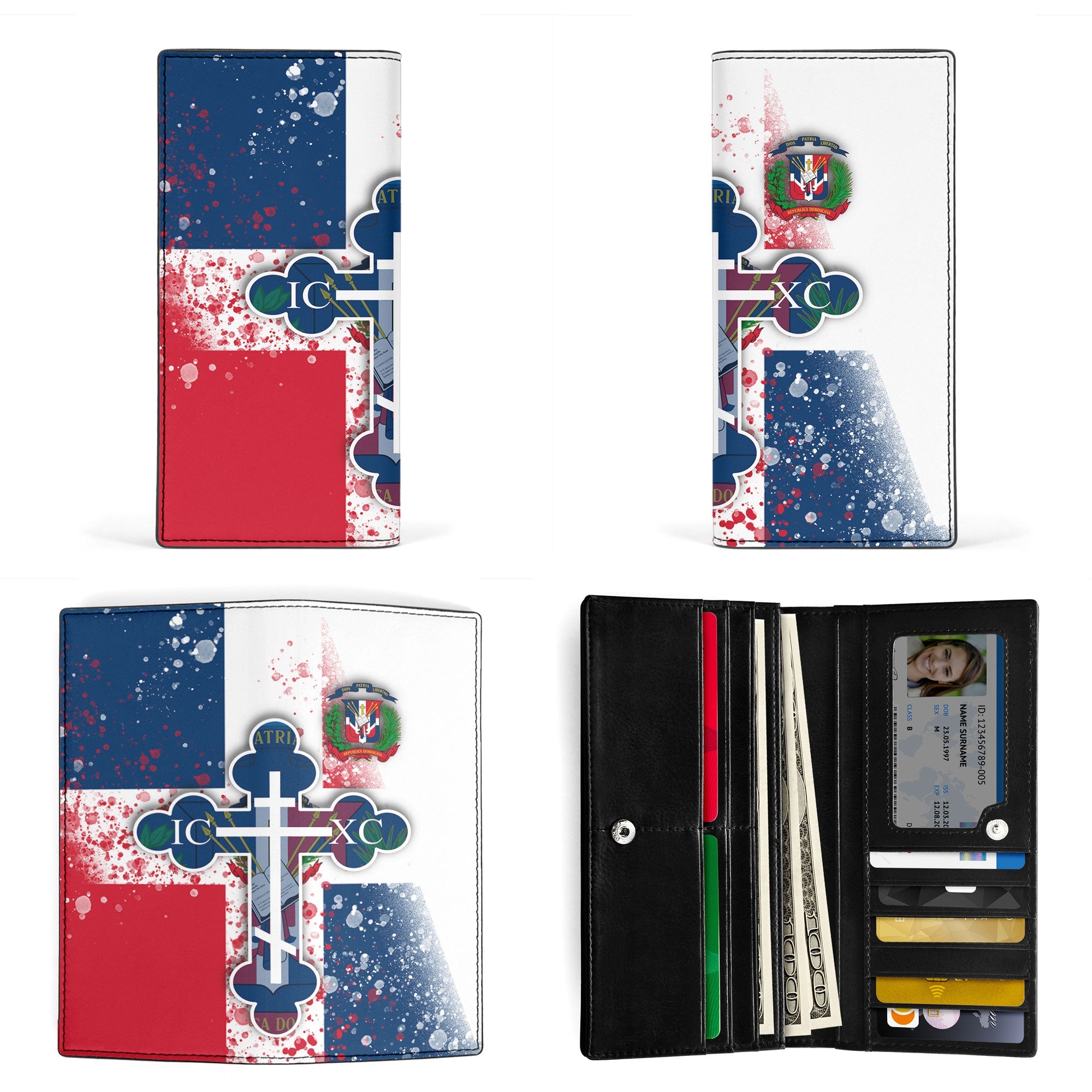 Dominican Republic Leather Wallet Flag & Coat Of Arms Orthodox Style