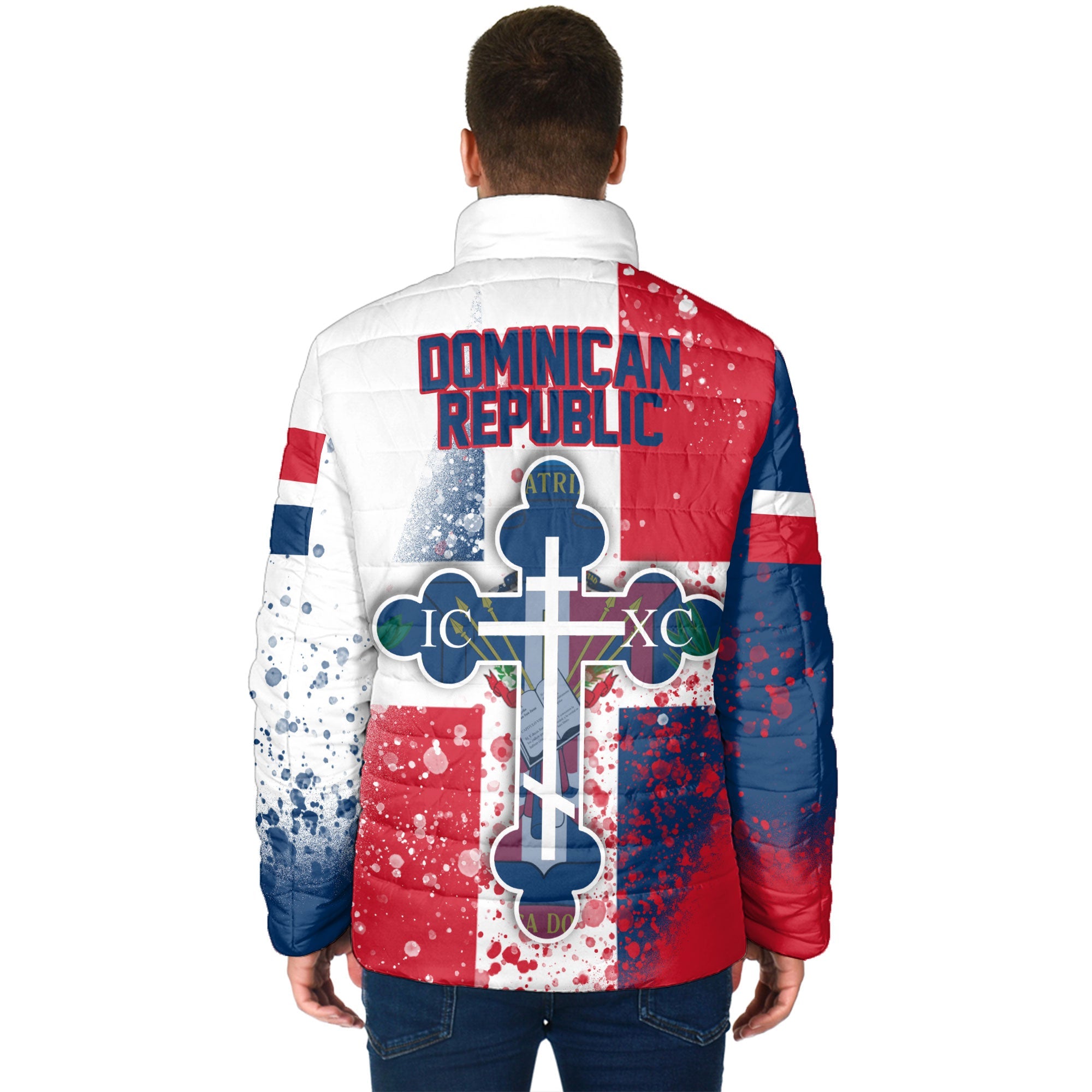 Dominican Republic Men Padded Jacket Flag & Coat Of Arms Orthodox Style