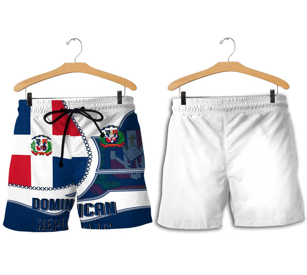 Dominican Republic Men Short Flag & Coat Of Arms Leather Style