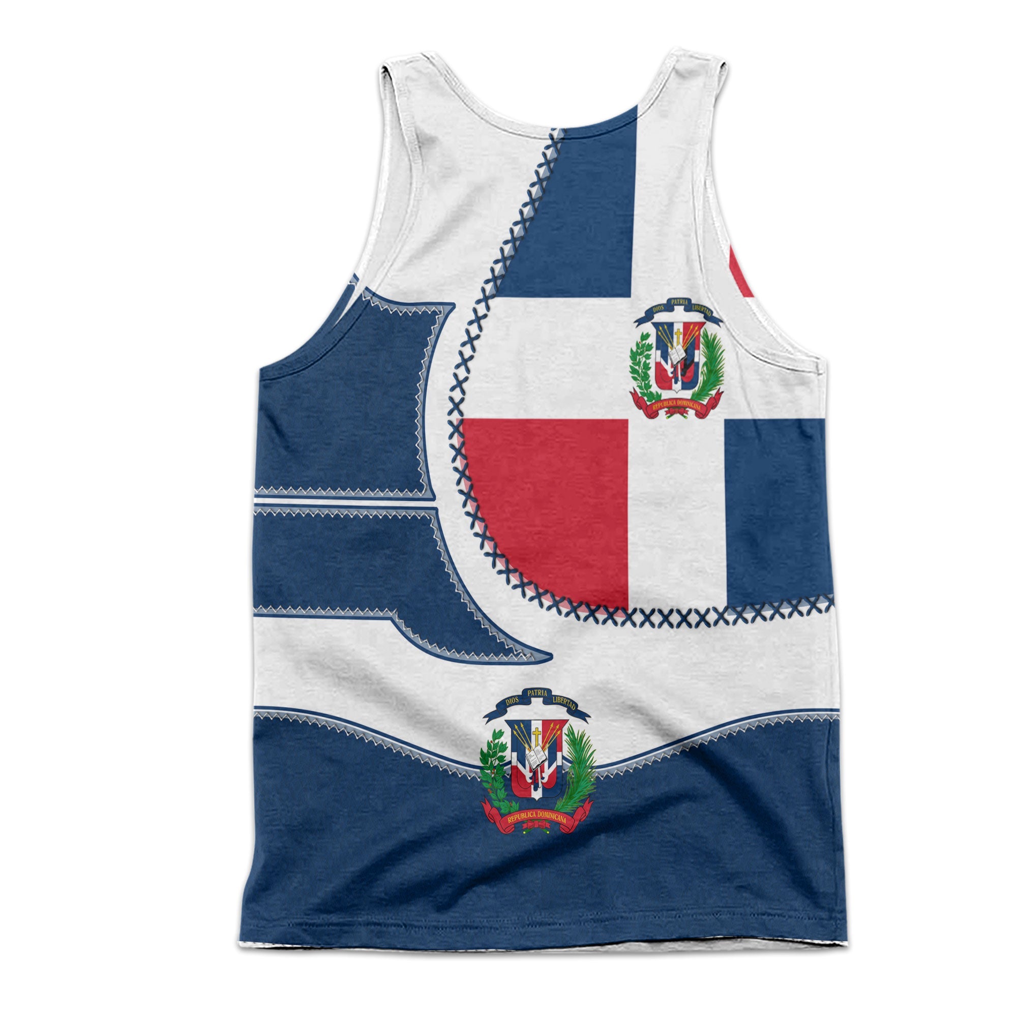 Dominican Republic Men Tank Top Flag & Coat Of Arms Leather Style