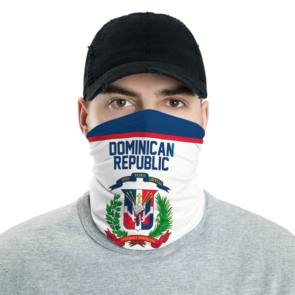 Dominican Republic Neck Gaiter Flag & Coat Of Arms Hockey Style