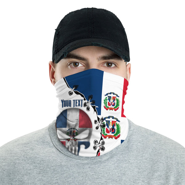 Dominican Republic Neck Gaiter Flag & Coat Of Arms Skull Style